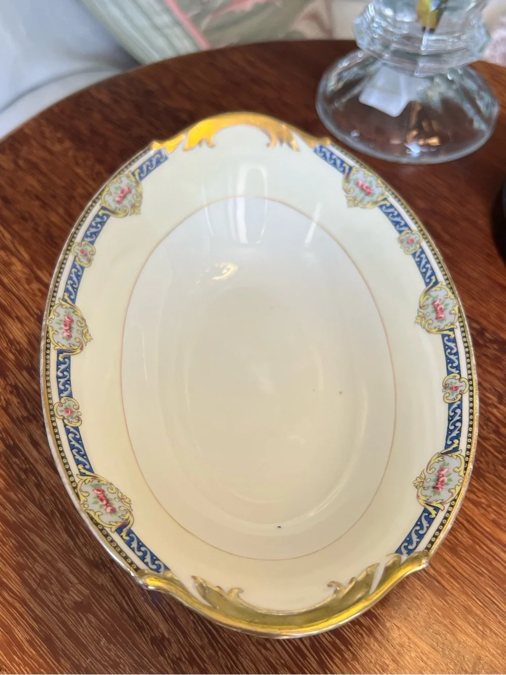 Classic Cream and Gold Porcelain Serving Bowl